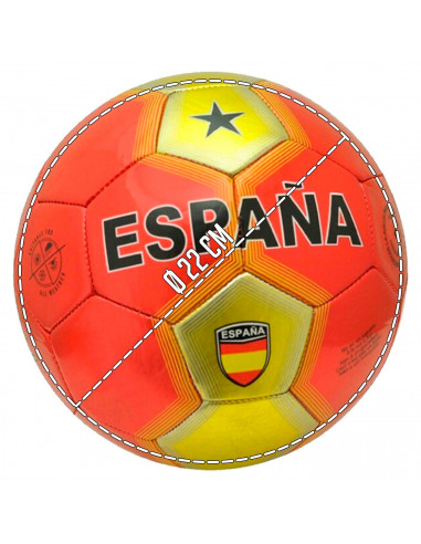 Tradineur - Balón de futbol de 4 capas - Diseño Temático de España - Ideal para regalo para deportistas - Ø 22 cm