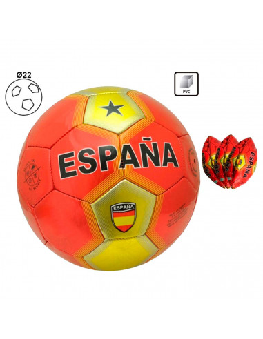 Tradineur - Balón de futbol de 4 capas - Diseño Temático de España - Ideal para regalo para deportistas - Ø 22 cm
