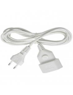Tradineur - Cable alargador para enchufe plano, 2.5A, 250V, máx. 600W, uso interior, incluye protección infantil, hogar, oficina
