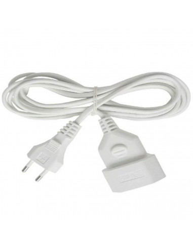 Tradineur - Cable alargador para enchufe plano, 2.5A, 250V, máx. 600W, uso interior, incluye protección infantil, hogar, oficina