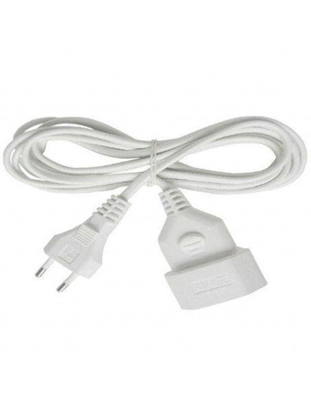 Tradineur - Cable alargador para enchufe plano, 2.5A, 250V, máx. 600W, uso interior, incluye protección infantil, hogar, oficina