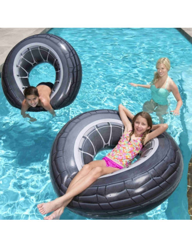 Tradineur - Flotador neumático infantil, flotador hinchable rueda, high velocity tire tube, diámetro 119 cm