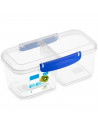 Tradineur - Fiambrera de plástico con 2 compartimentos, reutilizable, reciclable, uso alimentario, caja almacenamiento, frigoríf