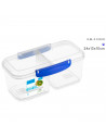 Tradineur - Fiambrera de plástico con 2 compartimentos, reutilizable, reciclable, uso alimentario, caja almacenamiento, frigoríf
