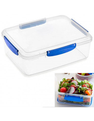 Tradineur - Fiambrera de plástico con bandeja interior extraíble, reutilizable, reciclable, uso alimentario, trabajo, picnic, pl
