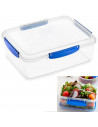 Tradineur - Fiambrera de plástico con bandeja interior extraíble, reutilizable, reciclable, uso alimentario, trabajo, picnic, pl