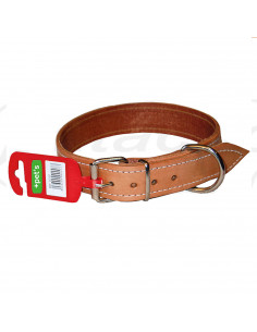 Collar de cuero para mascotas marrón 60 x 2,7 cm, collar para perro, cierre ajustable con hebilla doble metálica, accesorio para
