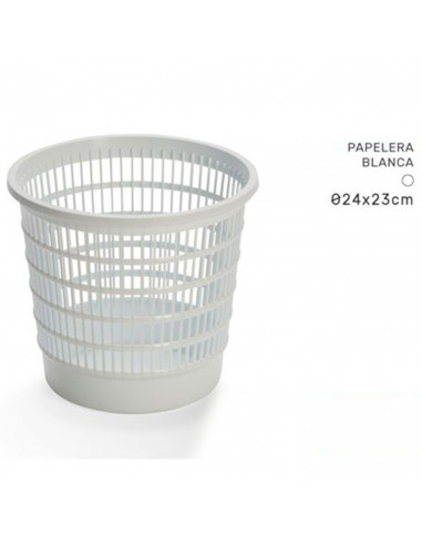 Tradineur - Papelera de plástico con rejilla, cubo para basura, hogar, despacho, oficina, estudio, ligera y resistente, fabricad
