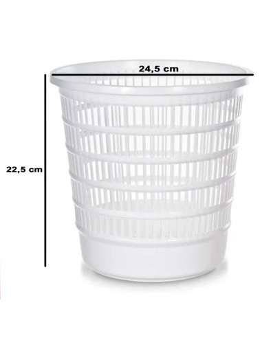 Tradineur - Papelera de plástico con rejilla, cubo para basura, hogar, despacho, oficina, estudio, ligera y resistente, fabricad