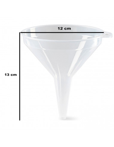Tradineur - Embudo transparente de plástico llenar botellas, garrafas, incluye agujero para colgarlo, resistente y duradero, fab