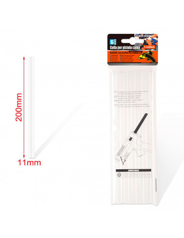 Tradineur - Pack de 6 barras de silicona termofusibles, cola, pegamento para pistolas de encolar en caliente, uso en cuero (Tran