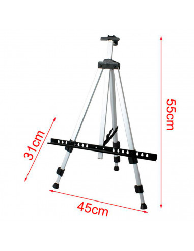 Tradineur - Caballete plegable de aluminio para pintar, regulable, tres patas, soporte de lienzos para pinturas al óleo, acrílic