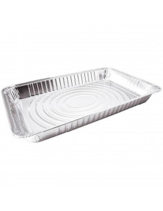 Tradineur - Bandeja de aluminio rectangular, ideal para hornear, higiénica y resistente, recetas al horno, postres, verduras, as