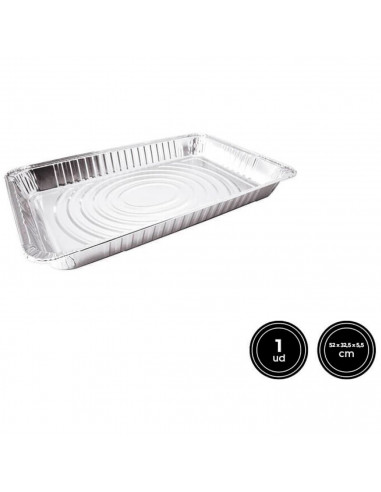 Tradineur - Bandeja de aluminio rectangular, ideal para hornear, higiénica y resistente, recetas al horno, postres, verduras, as