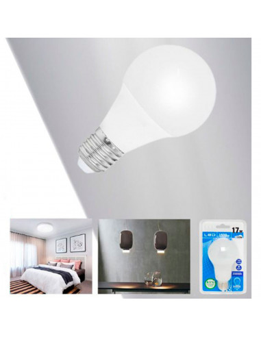 Tradineur - Bombilla LED estándar, globo, A70, E27, 17W equivalente a 153W, 1530 lúmenes, 6400K, luz blanca fría, eficiencia ene