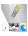 Tradineur - Bombilla LED, clavija G9, 3W equivalente a 30W, 270 lúmenes, 6400K, luz blanca fría, eficiencia energética A+, 30000
