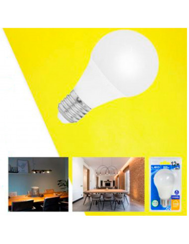 Tradineur - Bombilla LED estándar, globo, A60, E27, 12W equivalente a 108W, 1247 lúmenes, 3000K, luz cálida, eficiencia energéti