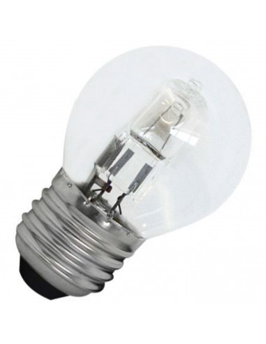Tradineur - Bombilla halógena globo, estándar, G45, E27, 42W equivalente a 60W, 625 lúmenes, 2800K, luz cálida, eficiencia energ