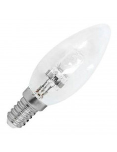 Tradineur - Bombilla halógena vela, C35, E14, 42W equivalente a 60W, 625 lúmenes, 2800K, luz cálida, eficiencia energética B, 20