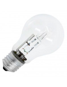 Tradineur - Bombilla halógena globo, estándar, A55, E27, 42W equivalente a 60W, 625 lúmenes, 2800K, luz cálida, eficiencia energ