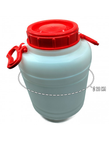 Tradineur - Bidón / Barril cilíndrico con asas para el almacenamiento de alimentos - Fabricado en PVC - Apto para uso Alimentari