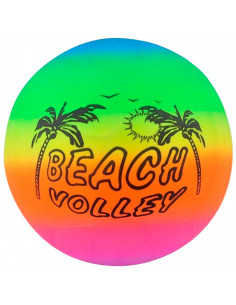 Tradineur - Balón de Volley playa con colores neón - Fabricado en PVC - Ideal para jugar en la playa, aire libre o en el hogar -