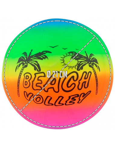 Tradineur - Balón de Volley playa con colores neón - Fabricado en PVC - Ideal para jugar en la playa, aire libre o en el hogar -