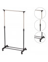Tradineur - Perchero extensible con ruedas, acero inoxidable, plástico, incluye barra Ø 22 cm y estante para calzado, altura reg