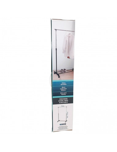 Tradineur - Perchero extensible con ruedas, acero inoxidable, plástico, incluye barra Ø 22 cm y estante para calzado, altura reg