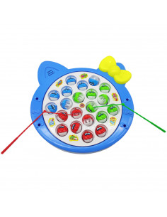 Tradineur - Juego infantil de pesca con música, incluye 24 peces y 4 cañas de pescar, juguete educativo, funciona con pilas, Ø 2
