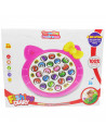 Tradineur - Juego infantil de pesca con música, incluye 24 peces y 4 cañas de pescar, juguete educativo, funciona con pilas, Ø 2