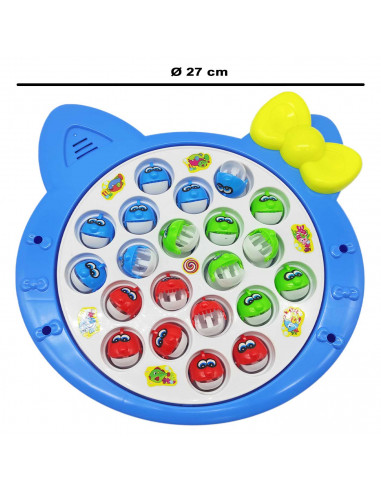 Tradineur - Juego infantil de pesca con música, incluye 24 peces y 4 cañas de pescar, juguete educativo, funciona con pilas, Ø 2