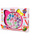 Tradineur - Juego infantil de pesca con música, incluye 24 peces y 4 cañas de pescar, juguete educativo, funciona con pilas, Ø 2