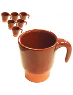Tradineur - Pack de 6 pocillos de barro para queimda, tazas para vino, licores, diseño tradicional, artesanal (Marrón - 100 ml -