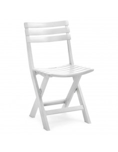 Tradineur - Silla plegable de plástico para exterior, incluye asa y reposapiés, ergonómica, cómoda, ligera y resistente, jardín,