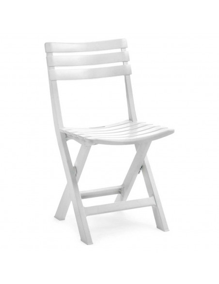 Tradineur - Silla plegable de plástico para exterior, incluye asa y reposapiés, ergonómica, cómoda, ligera y resistente, jardín,