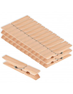 Tradineur - Pack de pinzas para ropas - 24 Unidades - Fabricadas en madera - Utensilios de limpieza y organización - Longitud de