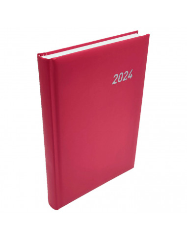 Tradineur - Agenda 2024, modelo Roma, tapa acolchada y cinta marcapáginas, día página, enero a diciembre, planificador anual de