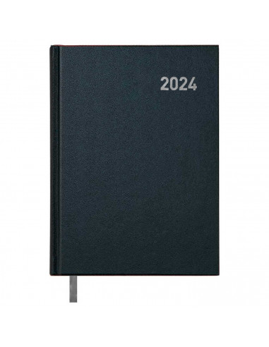 Tradineur - Agenda 2024, modelo Roma, día página, enero a diciembre, tapa acolchada y cinta marcapáginas, planificador anual de