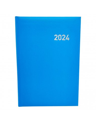 Tradineur - Agenda 2024, modelo Roma, tapa acolchada, vista día página, enero a diciembre, cinta marcapáginas, planificador anua