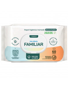 Tradineur - Papel higiénico húmedo desechable, formato familiar, biodegradable, apto para inodoro, WC, suave, hidratante, enriqu