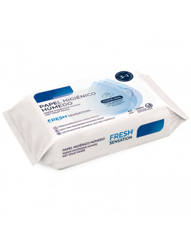 Tradineur - Papel higiénico húmedo desechable, fresh, biodegradable, apto para inodoro, WC, higiene perianal, enriquecido con ha