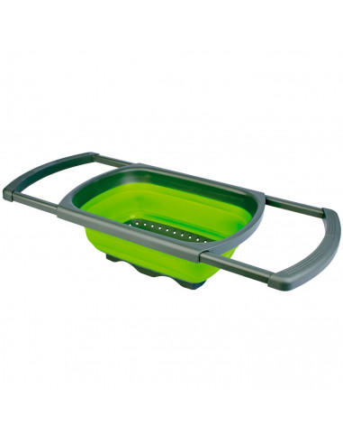Tradineur - Colador extensible y plegable de plástico, escurridor con asas, colar verduras, pastas, frutas, apto para lavavajill