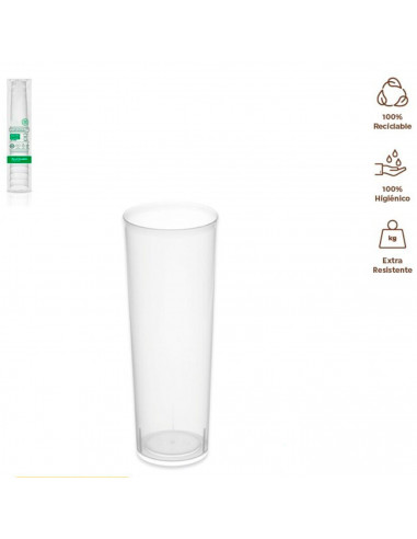 Tradineur - Pack de 10 vasos de tubo reutilizables de plástico, extra resistentes, 100% reciclables, higiénicos, apilables, apto