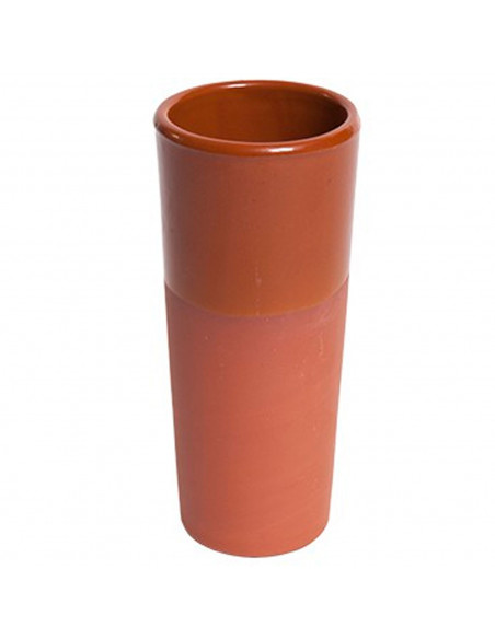 Tradineur - Vaso de tubo de barro, diseño tradicional, artesanal, servir vino, licores, celebraciones, fiestas (Marrón, 16 x 7 c