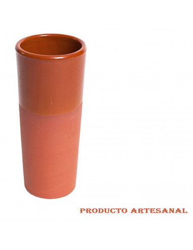 Tradineur - Vaso de tubo de barro, diseño tradicional, artesanal, servir vino, licores, celebraciones, fiestas (Marrón, 16 x 7 c