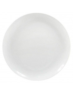 Tradineur - Plato llano redondo Mobius de porcelana, vajilla de cocina, resistente, apto para lavavajillas y microondas (Blanco,