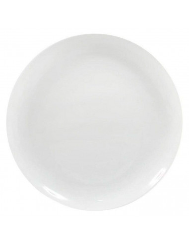 Tradineur - Plato llano redondo Mobius de porcelana, vajilla de cocina, resistente, apto para lavavajillas y microondas (Blanco,