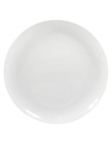 Tradineur - Plato llano redondo Mobius de porcelana, vajilla de cocina, resistente, apto para lavavajillas y microondas (Blanco,