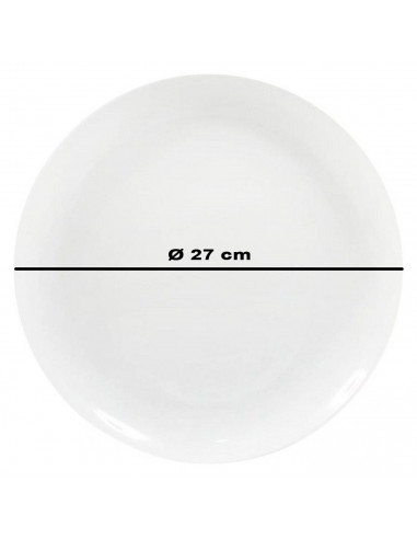 Tradineur - Plato llano redondo Mobius de porcelana, vajilla de cocina, resistente, apto para lavavajillas y microondas (Blanco,
